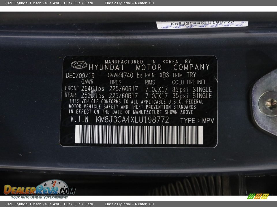 2020 Hyundai Tucson Value AWD Dusk Blue / Black Photo #20