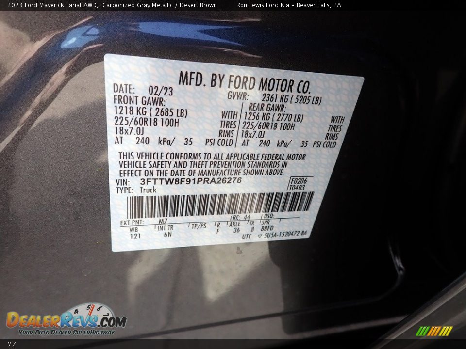 Ford Color Code M7 Carbonized Gray Metallic