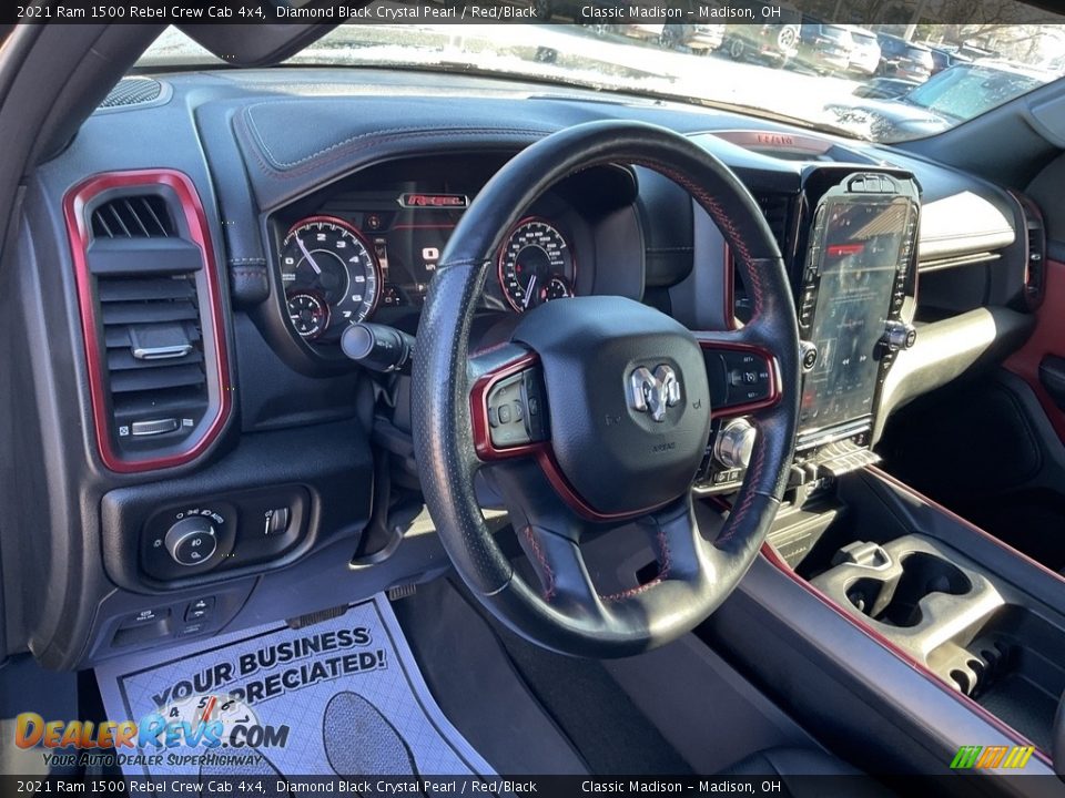 2021 Ram 1500 Rebel Crew Cab 4x4 Diamond Black Crystal Pearl / Red/Black Photo #4