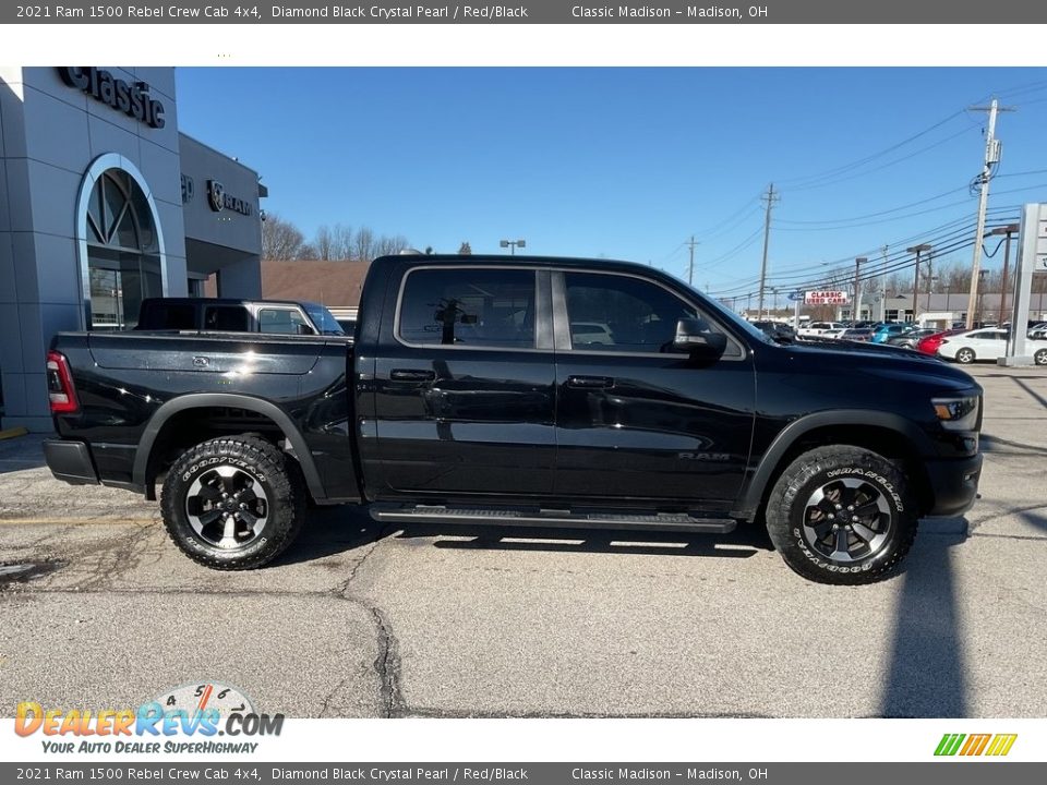 2021 Ram 1500 Rebel Crew Cab 4x4 Diamond Black Crystal Pearl / Red/Black Photo #10