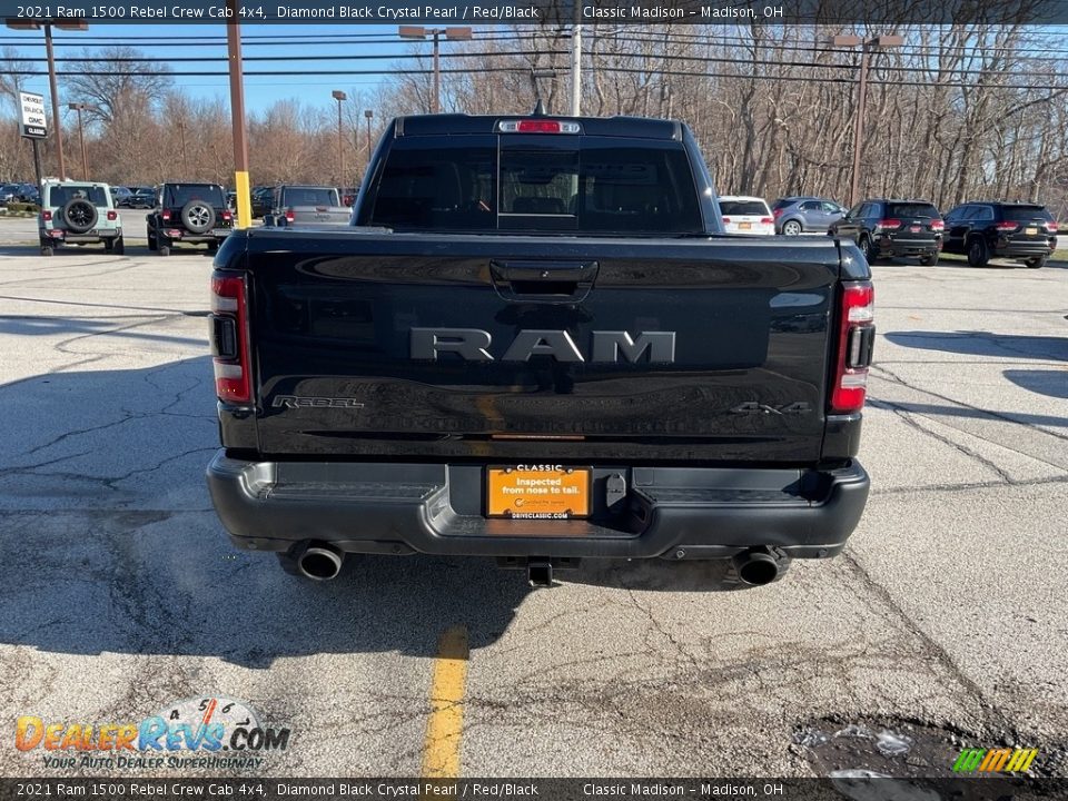 2021 Ram 1500 Rebel Crew Cab 4x4 Diamond Black Crystal Pearl / Red/Black Photo #12
