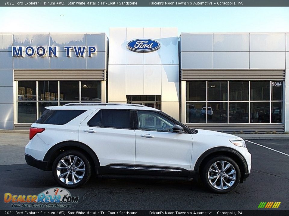 2021 Ford Explorer Platinum 4WD Star White Metallic Tri-Coat / Sandstone Photo #1