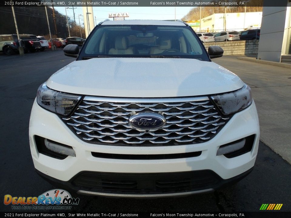 2021 Ford Explorer Platinum 4WD Star White Metallic Tri-Coat / Sandstone Photo #8