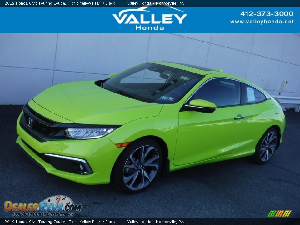 2019 Honda Civic Touring Coupe Tonic Yellow Pearl / Black Photo #1