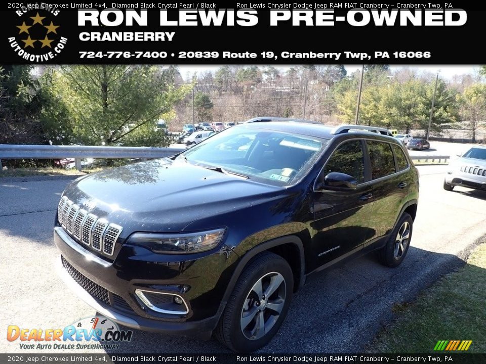 2020 Jeep Cherokee Limited 4x4 Diamond Black Crystal Pearl / Black Photo #1