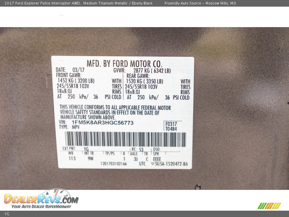 Ford Color Code YG Medium Titanium Metallic