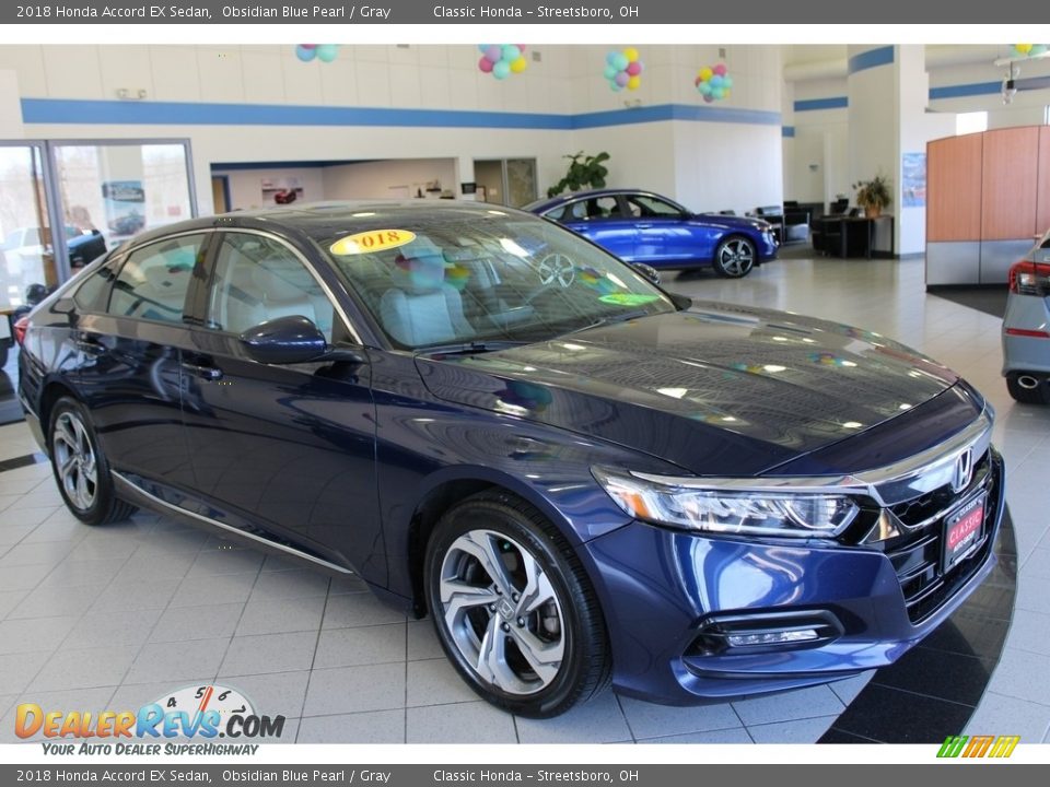 2018 Honda Accord EX Sedan Obsidian Blue Pearl / Gray Photo #3