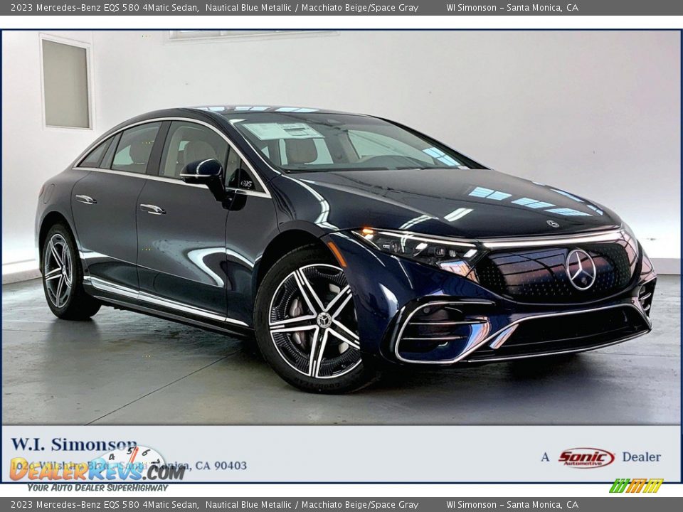 2023 Mercedes-Benz EQS 580 4Matic Sedan Nautical Blue Metallic / Macchiato Beige/Space Gray Photo #1