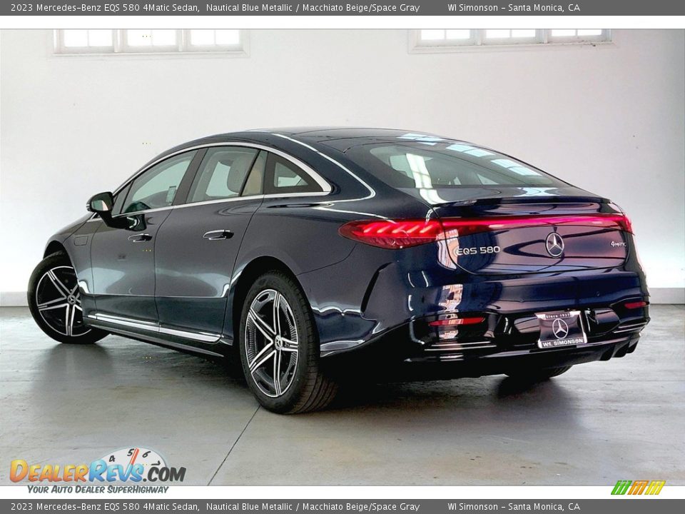 2023 Mercedes-Benz EQS 580 4Matic Sedan Nautical Blue Metallic / Macchiato Beige/Space Gray Photo #2