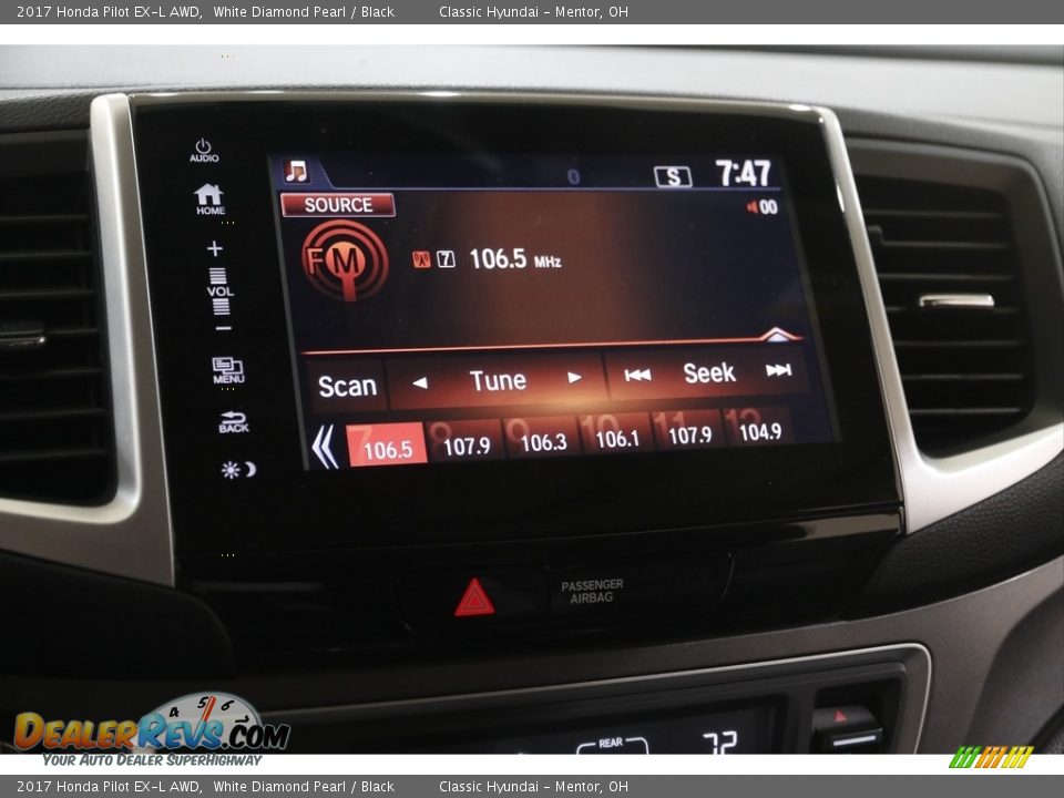 2017 Honda Pilot EX-L AWD White Diamond Pearl / Black Photo #10