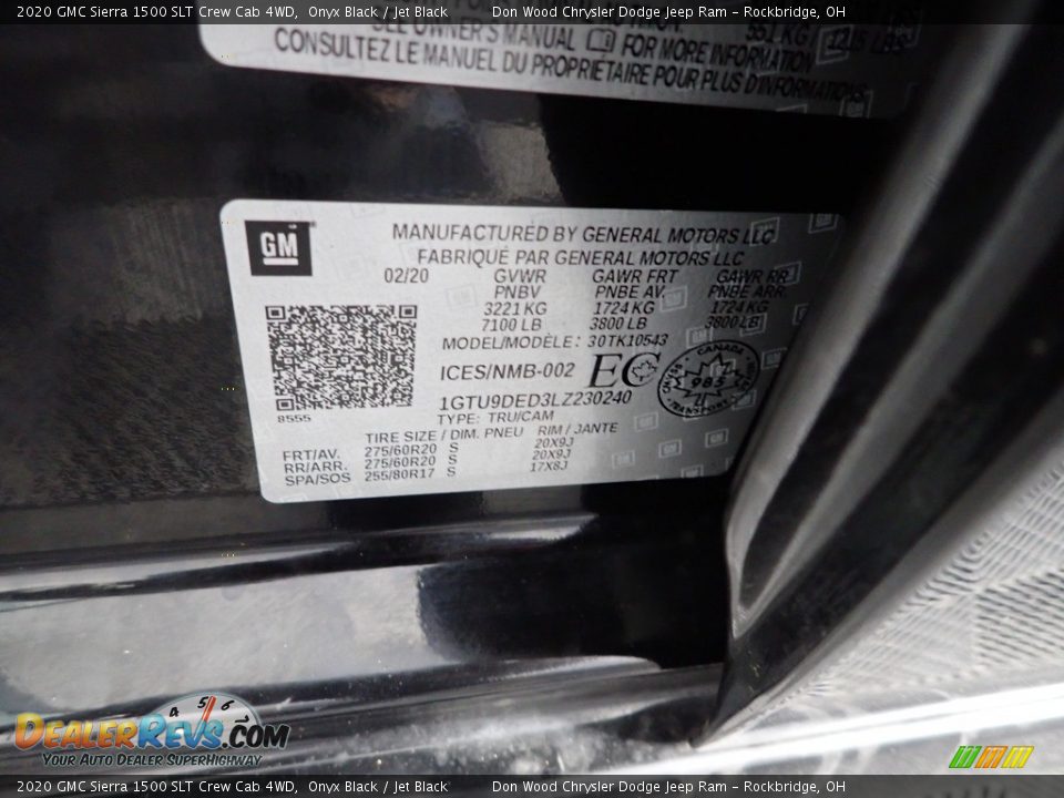 2020 GMC Sierra 1500 SLT Crew Cab 4WD Onyx Black / Jet Black Photo #34