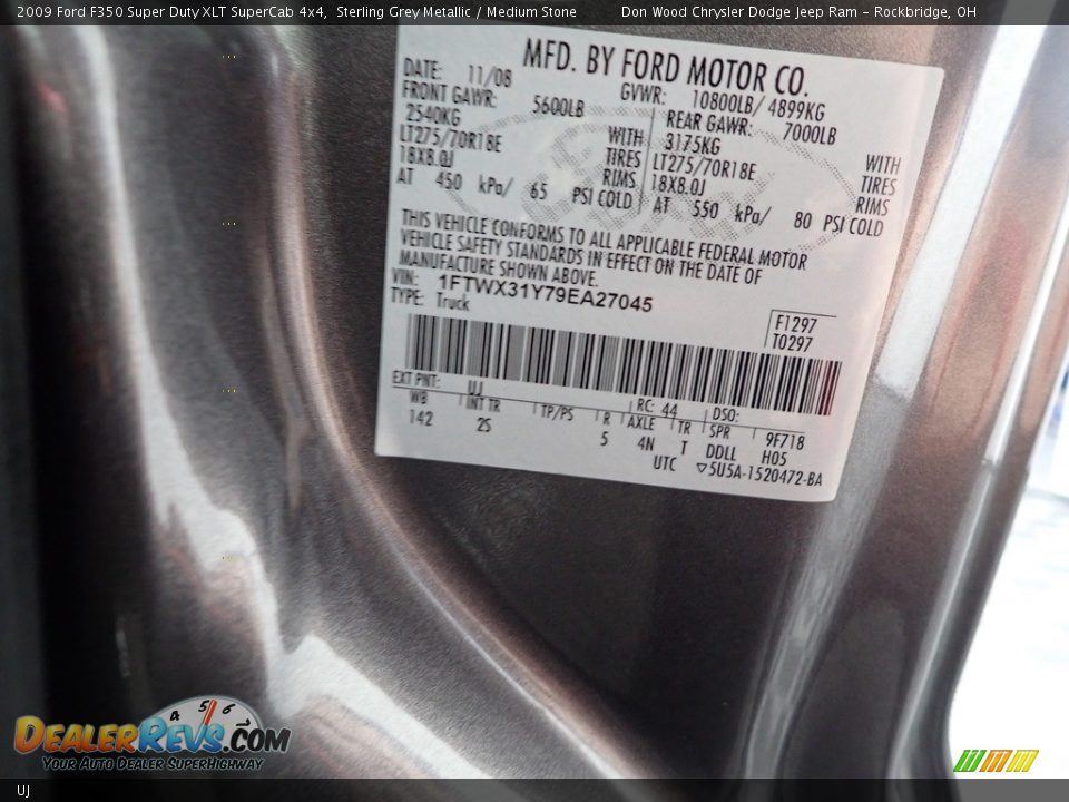 Ford Color Code UJ Sterling Grey Metallic
