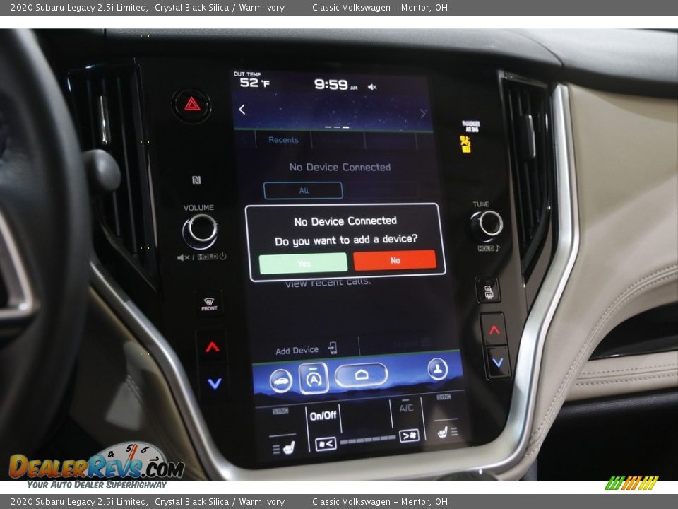 2020 Subaru Legacy 2.5i Limited Crystal Black Silica / Warm Ivory Photo #11