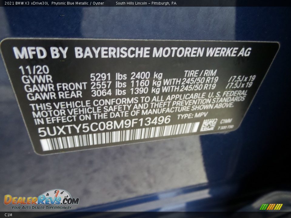 BMW Color Code C1M Phytonic Blue Metallic