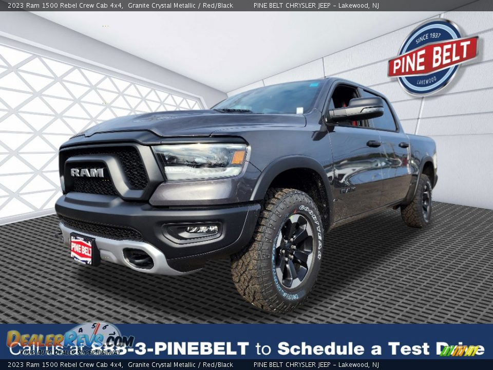 2023 Ram 1500 Rebel Crew Cab 4x4 Granite Crystal Metallic / Red/Black Photo #1