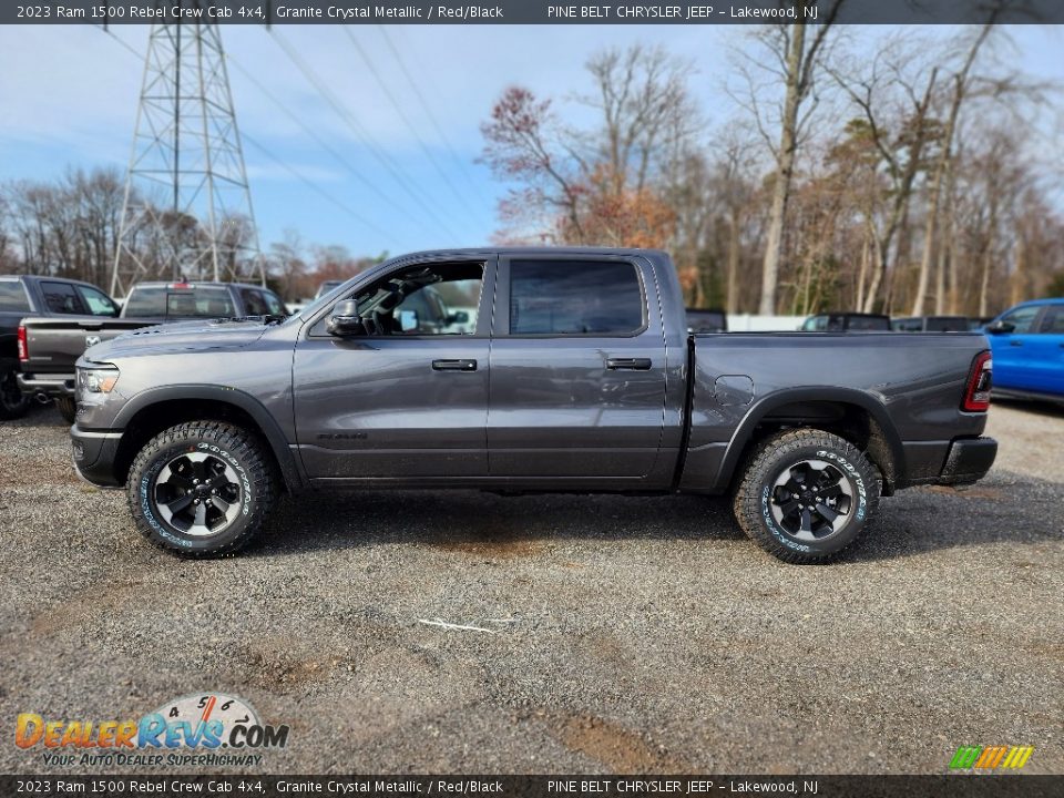 2023 Ram 1500 Rebel Crew Cab 4x4 Granite Crystal Metallic / Red/Black Photo #3