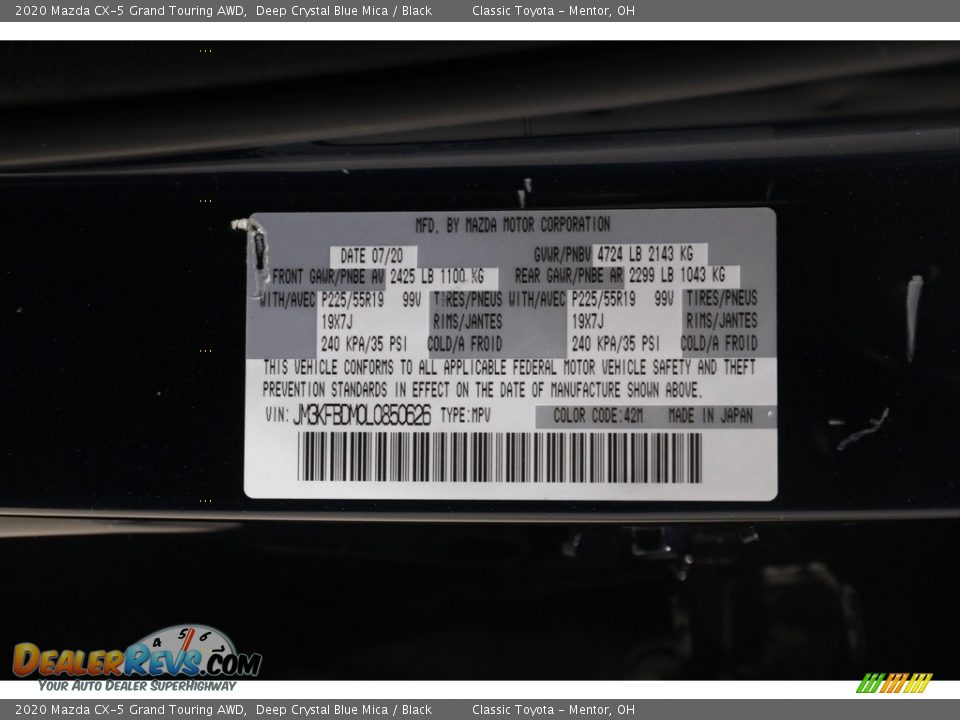 2020 Mazda CX-5 Grand Touring AWD Deep Crystal Blue Mica / Black Photo #21