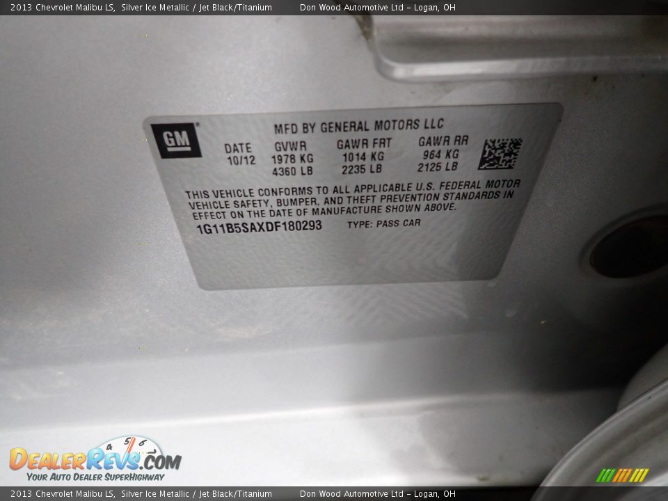 2013 Chevrolet Malibu LS Silver Ice Metallic / Jet Black/Titanium Photo #28