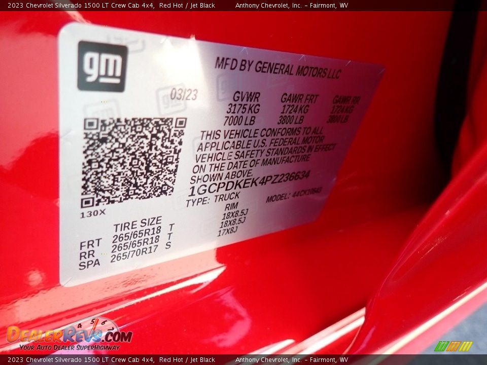 2023 Chevrolet Silverado 1500 LT Crew Cab 4x4 Red Hot / Jet Black Photo #15