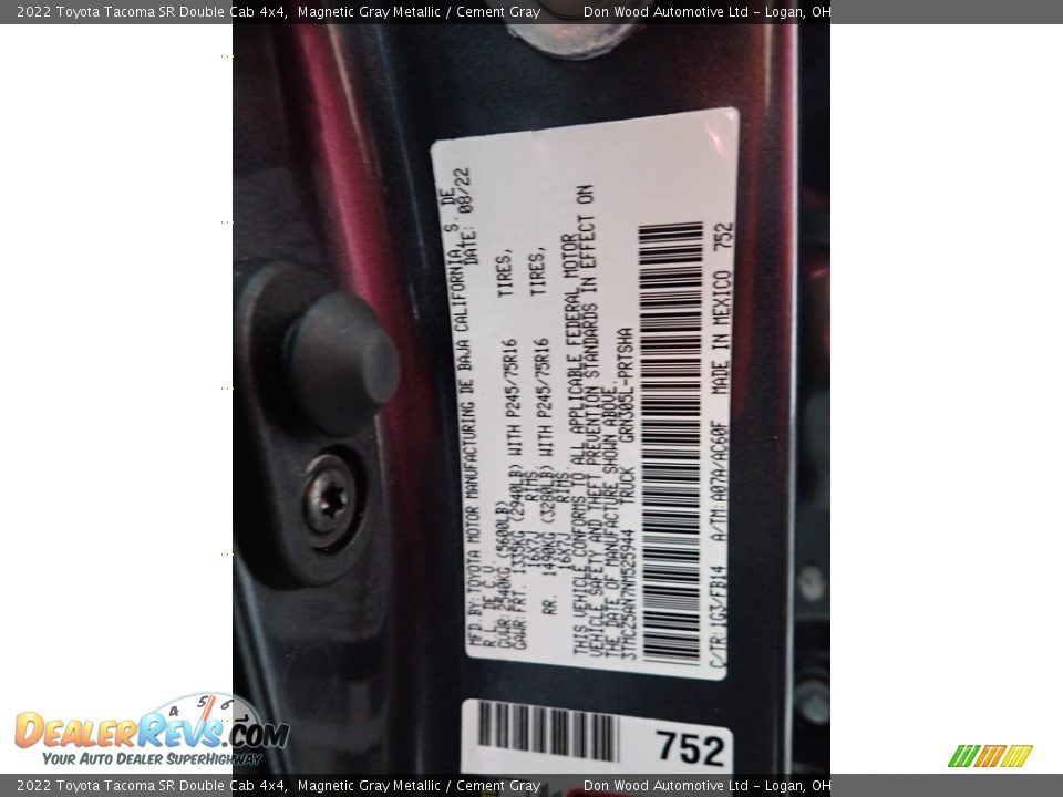 2022 Toyota Tacoma SR Double Cab 4x4 Magnetic Gray Metallic / Cement Gray Photo #29