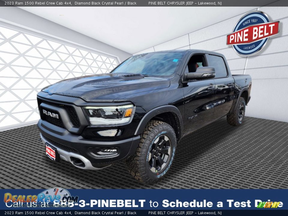 2023 Ram 1500 Rebel Crew Cab 4x4 Diamond Black Crystal Pearl / Black Photo #1