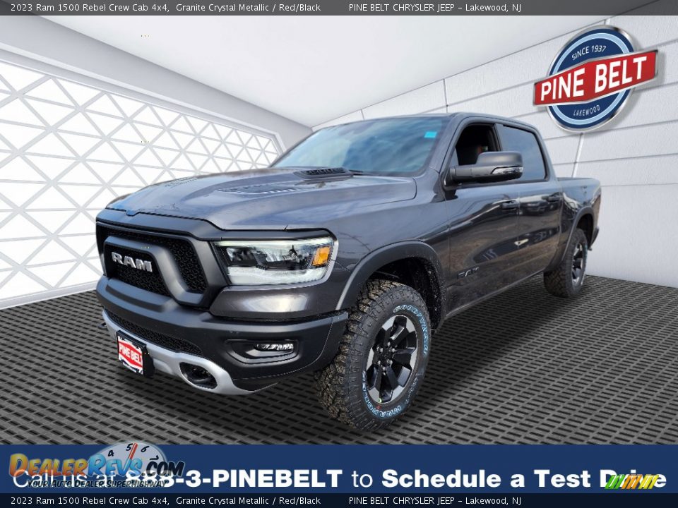 2023 Ram 1500 Rebel Crew Cab 4x4 Granite Crystal Metallic / Red/Black Photo #1