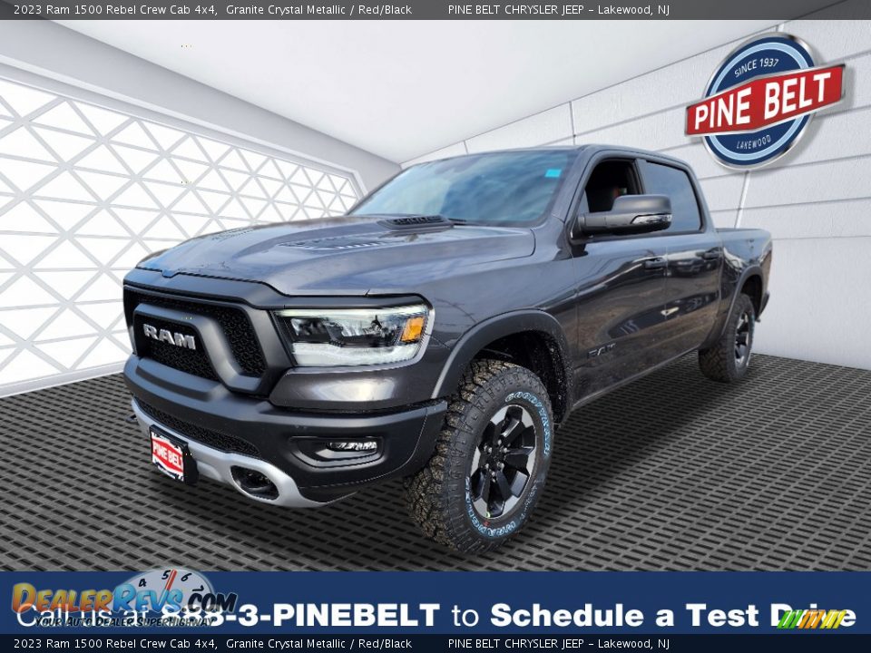 2023 Ram 1500 Rebel Crew Cab 4x4 Granite Crystal Metallic / Red/Black Photo #1