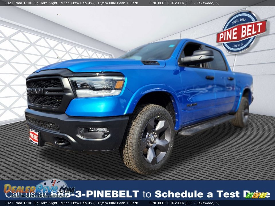 2023 Ram 1500 Big Horn Night Edition Crew Cab 4x4 Hydro Blue Pearl / Black Photo #1