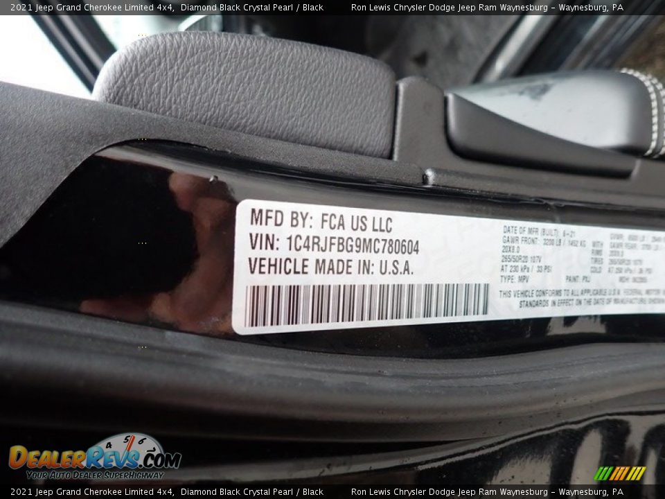 2021 Jeep Grand Cherokee Limited 4x4 Diamond Black Crystal Pearl / Black Photo #14