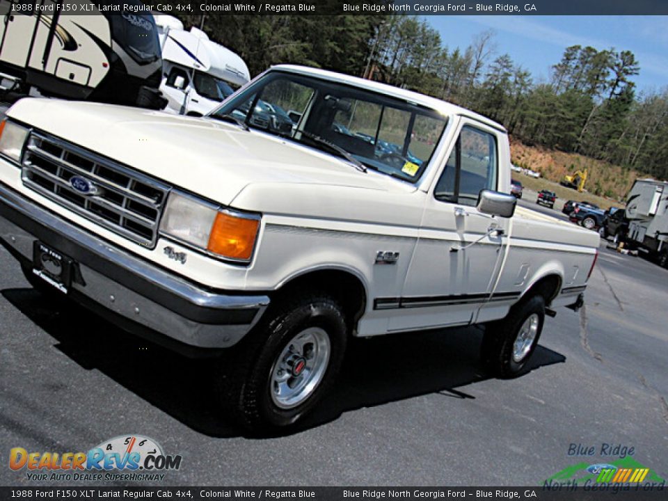 1988 Ford F150 XLT Lariat Regular Cab 4x4 Colonial White / Regatta Blue Photo #21