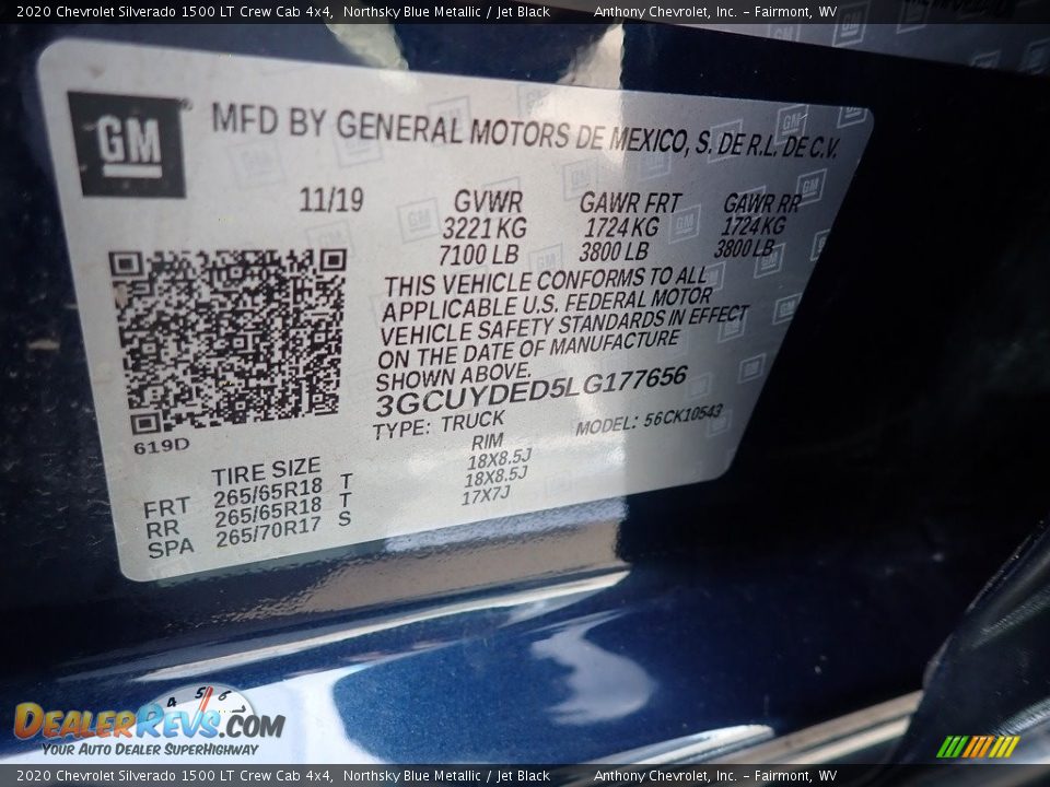 2020 Chevrolet Silverado 1500 LT Crew Cab 4x4 Northsky Blue Metallic / Jet Black Photo #15