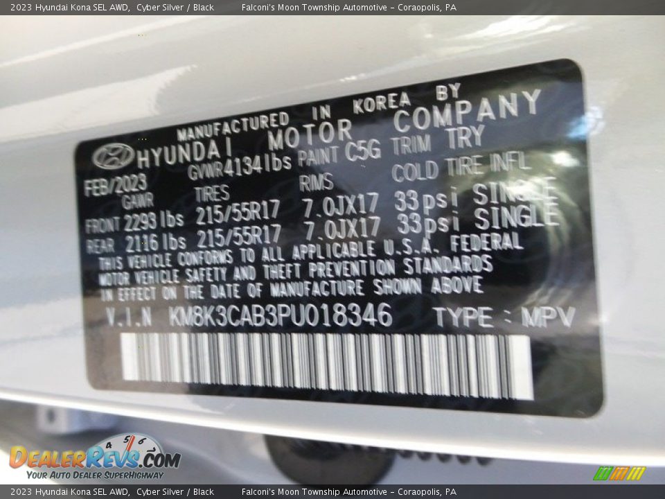 2023 Hyundai Kona SEL AWD Cyber Silver / Black Photo #18