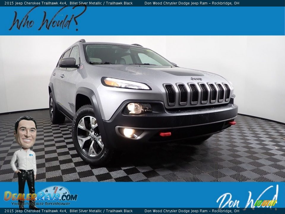 2015 Jeep Cherokee Trailhawk 4x4 Billet Silver Metallic / Trailhawk Black Photo #1