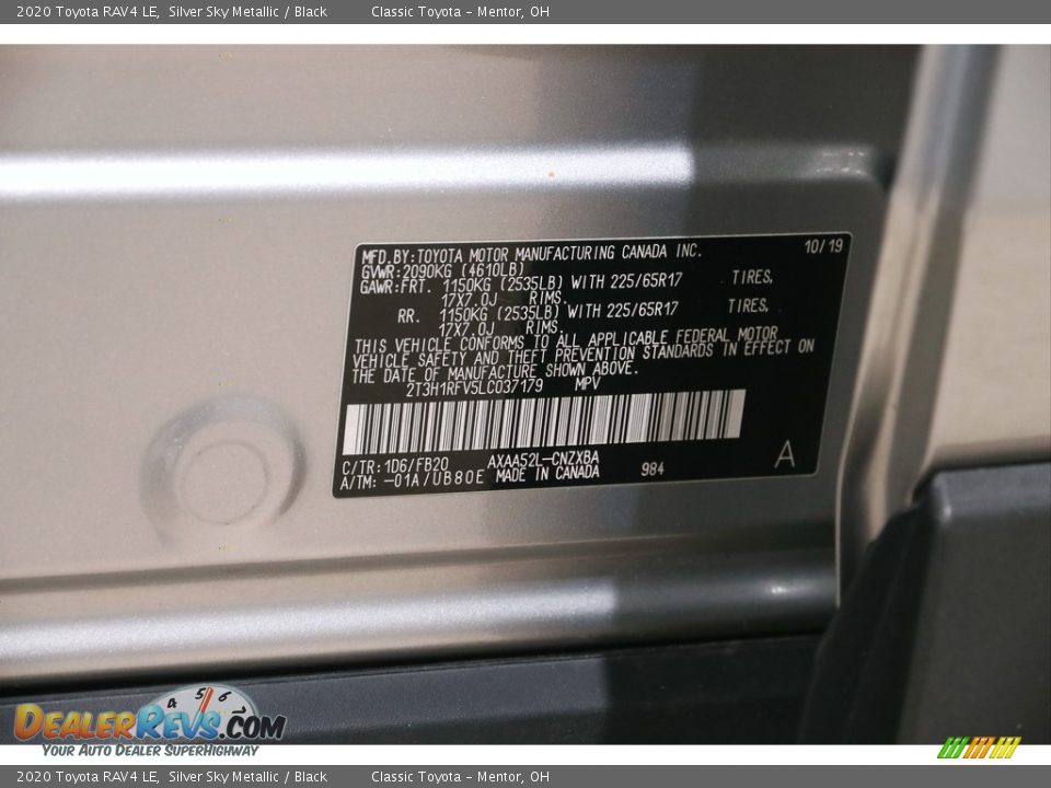 2020 Toyota RAV4 LE Silver Sky Metallic / Black Photo #20
