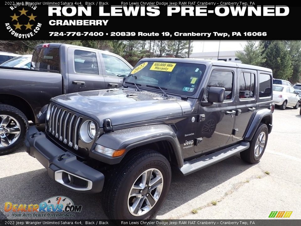 2022 Jeep Wrangler Unlimited Sahara 4x4 Black / Black Photo #1