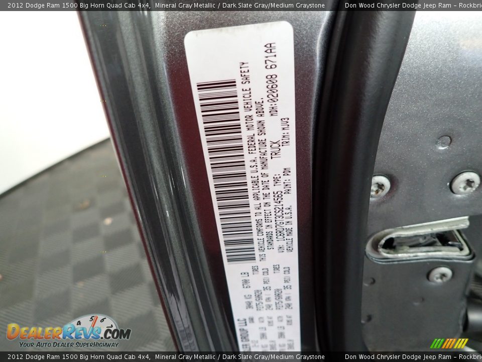 2012 Dodge Ram 1500 Big Horn Quad Cab 4x4 Mineral Gray Metallic / Dark Slate Gray/Medium Graystone Photo #31