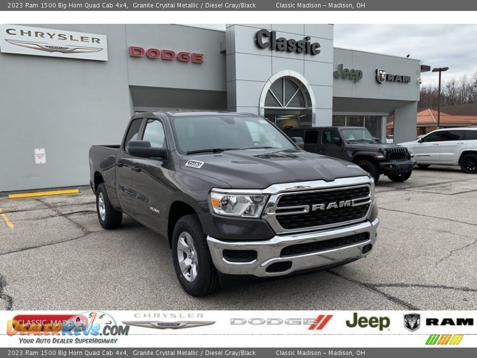 2023 Ram 1500 Big Horn Quad Cab 4x4 Granite Crystal Metallic / Diesel Gray/Black Photo #1