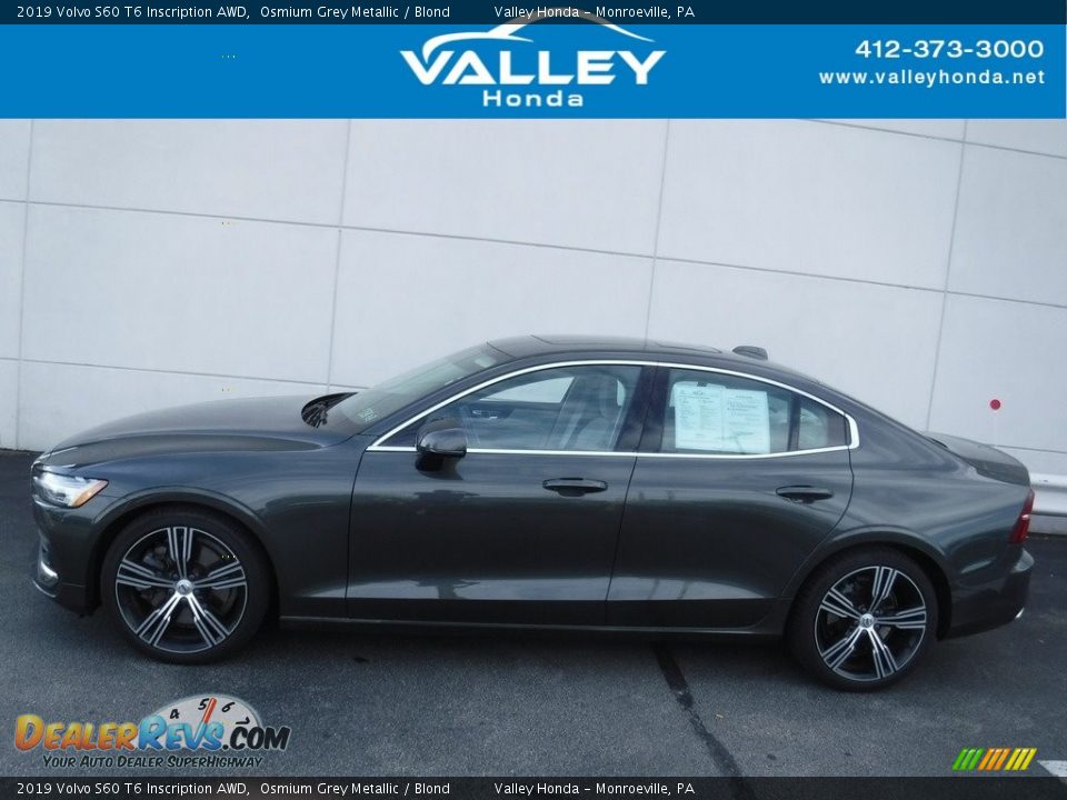 2019 Volvo S60 T6 Inscription AWD Osmium Grey Metallic / Blond Photo #2