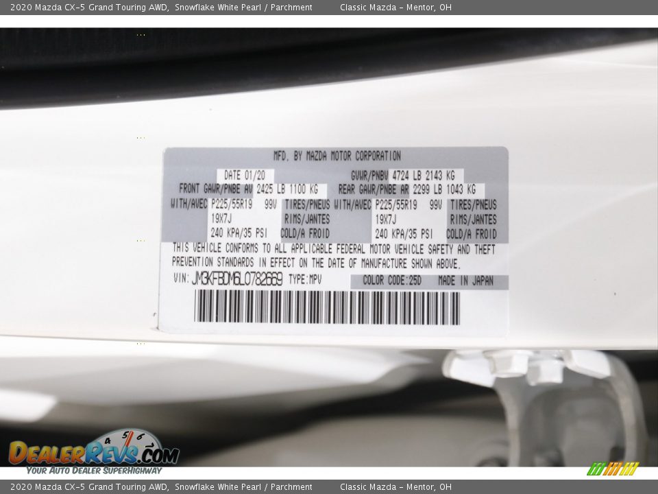 2020 Mazda CX-5 Grand Touring AWD Snowflake White Pearl / Parchment Photo #21