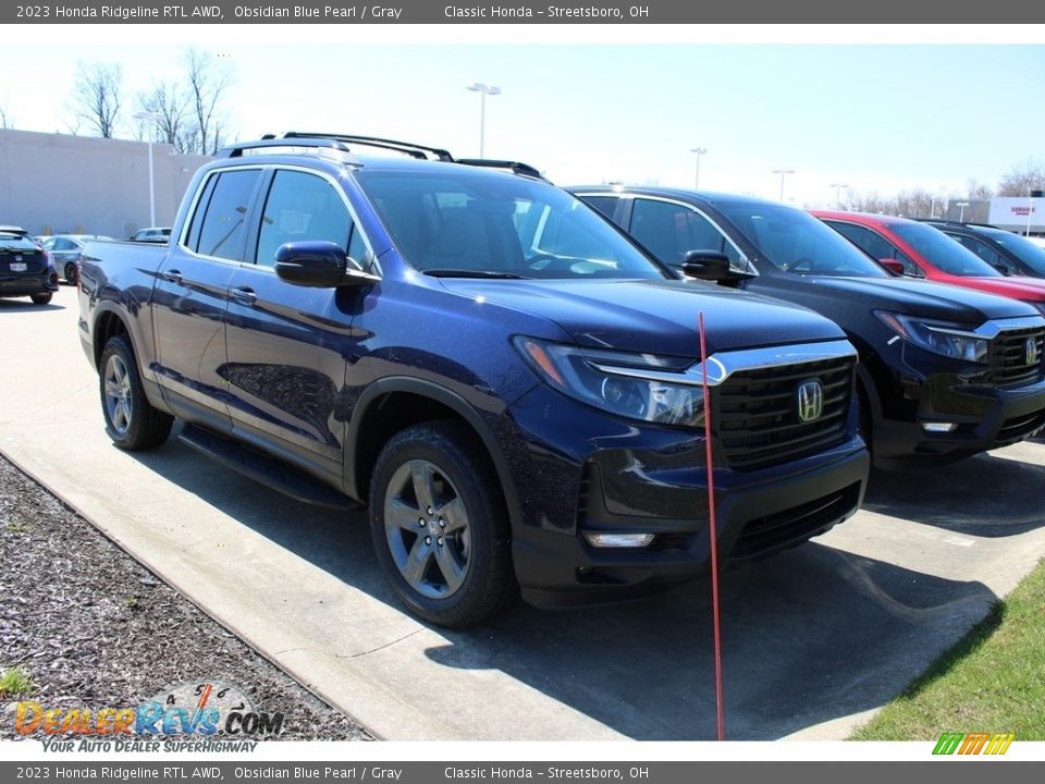 2023 Honda Ridgeline RTL AWD Obsidian Blue Pearl / Gray Photo #3