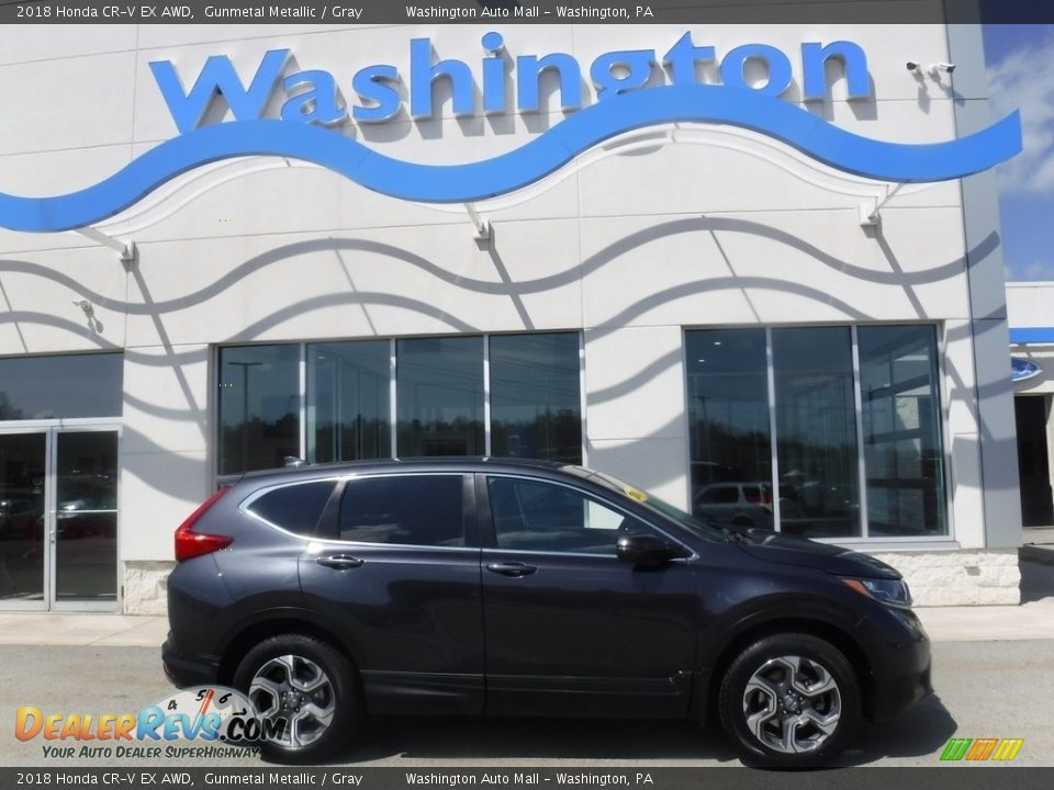 2018 Honda CR-V EX AWD Gunmetal Metallic / Gray Photo #2