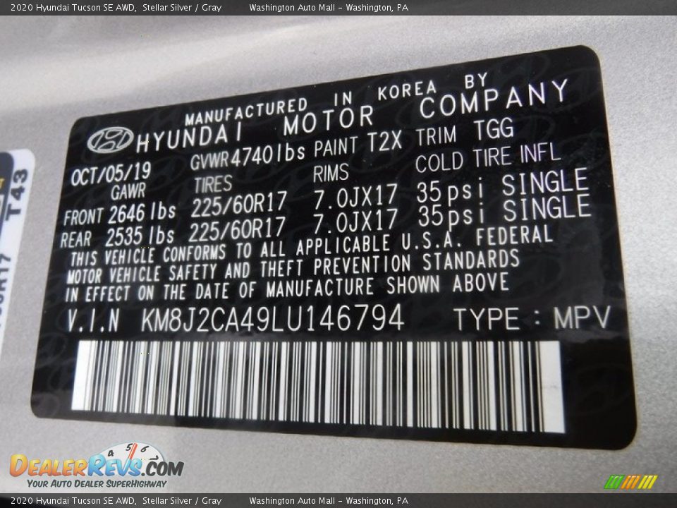 2020 Hyundai Tucson SE AWD Stellar Silver / Gray Photo #29