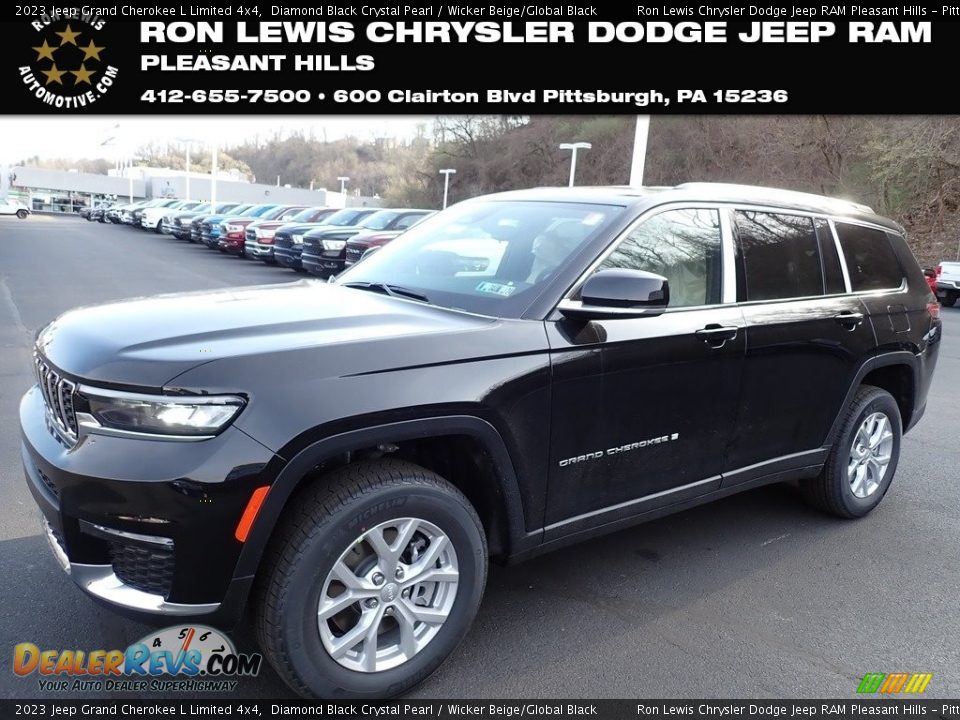2023 Jeep Grand Cherokee L Limited 4x4 Diamond Black Crystal Pearl / Wicker Beige/Global Black Photo #1