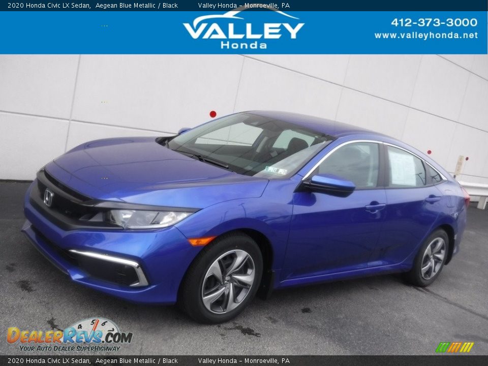 2020 Honda Civic LX Sedan Aegean Blue Metallic / Black Photo #1