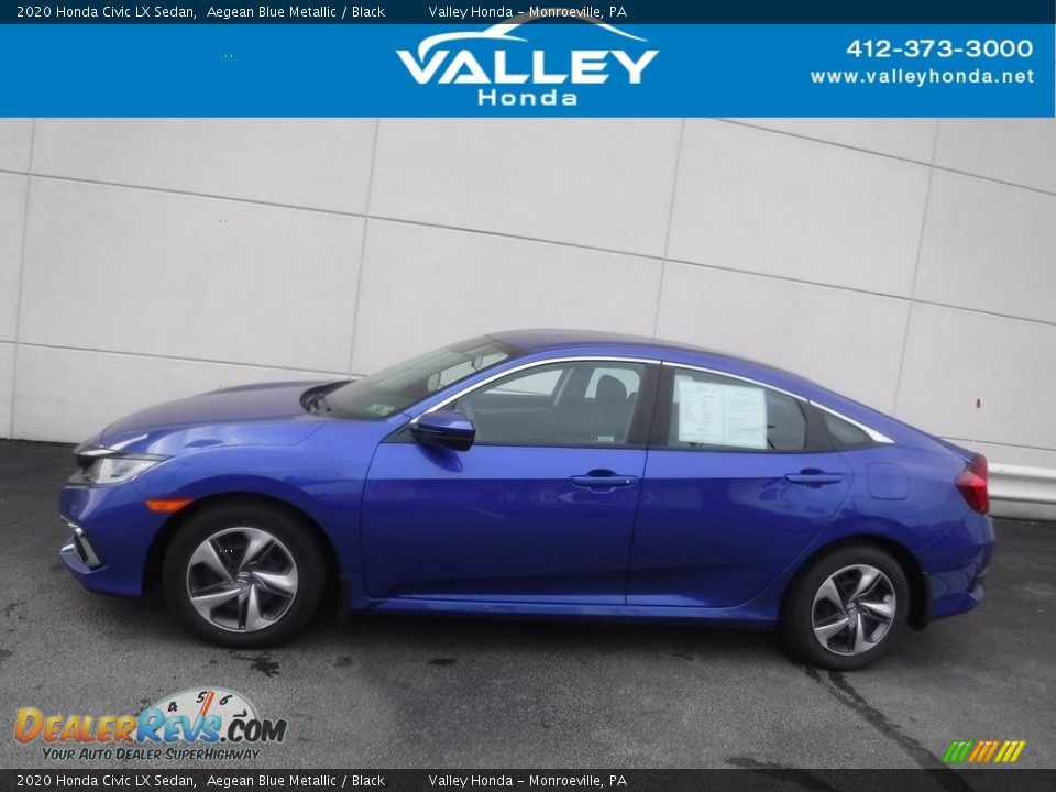 2020 Honda Civic LX Sedan Aegean Blue Metallic / Black Photo #2