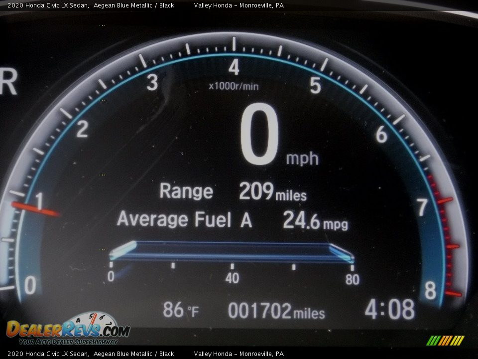 2020 Honda Civic LX Sedan Aegean Blue Metallic / Black Photo #30