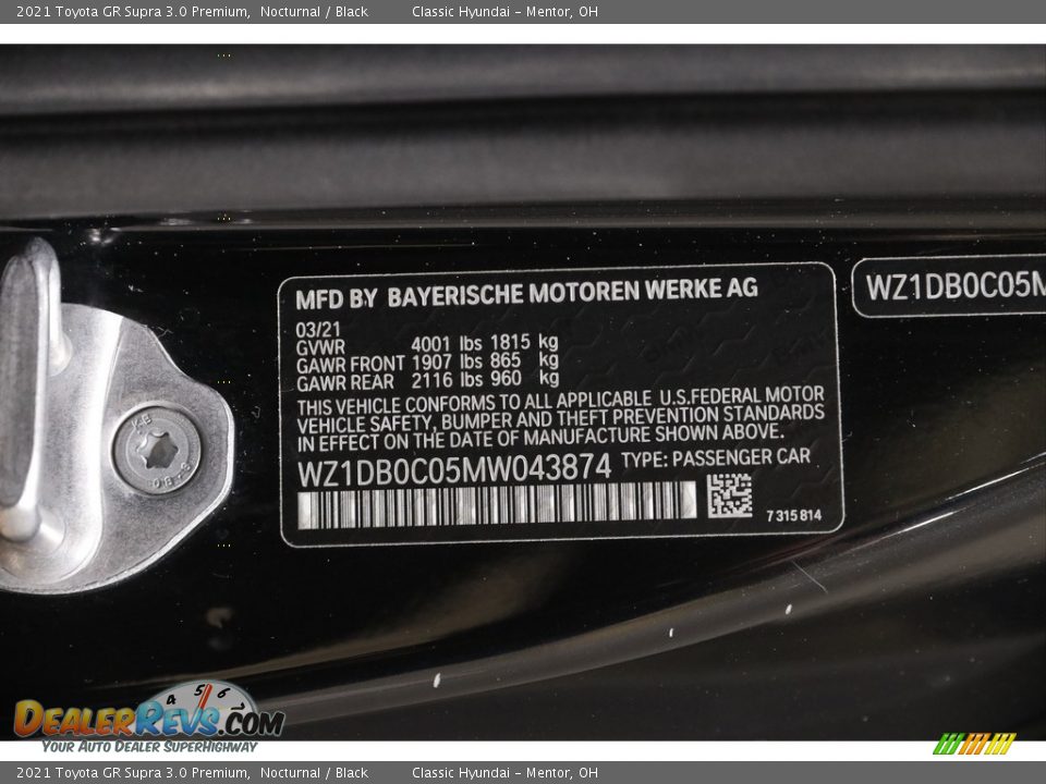 2021 Toyota GR Supra 3.0 Premium Nocturnal / Black Photo #28