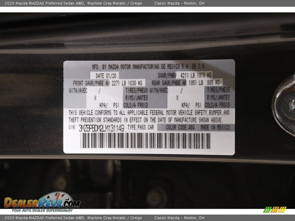 2020 Mazda MAZDA3 Preferred Sedan AWD Machine Gray Metallic / Greige Photo #21