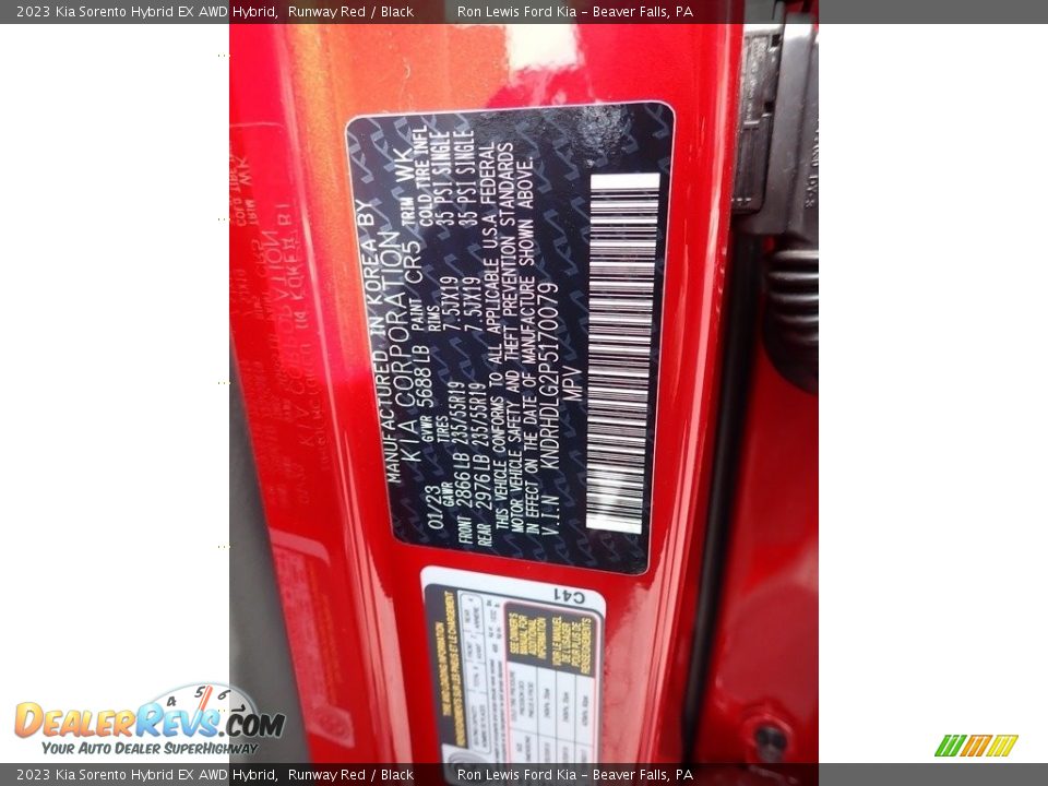 2023 Kia Sorento Hybrid EX AWD Hybrid Runway Red / Black Photo #20