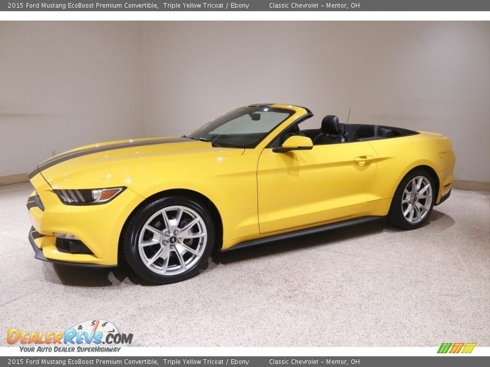 2015 Ford Mustang EcoBoost Premium Convertible Triple Yellow Tricoat / Ebony Photo #4